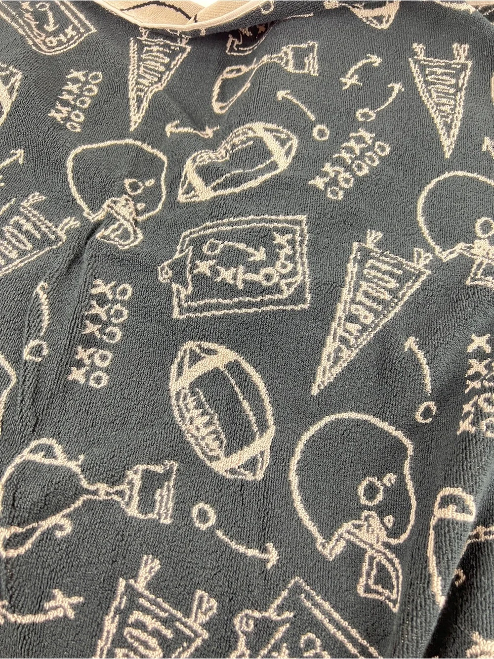 Truly Lou Bath Towels Fun Football Design Black Tan Soft Velour Cotton 6 Pc NEW